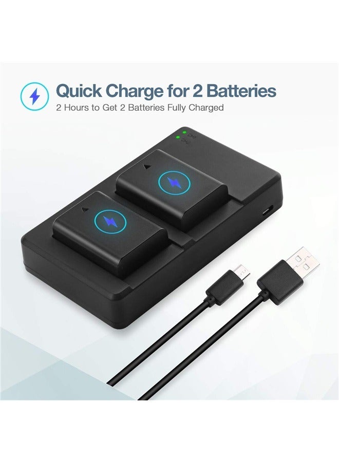 NP-FW50 Battery 2 Packs 1500mAh Rechargeable Li-ion Batteries and Dual Charger for Sony A6500, A6400, A6300, A6000, A7, A7II、  - Image 4