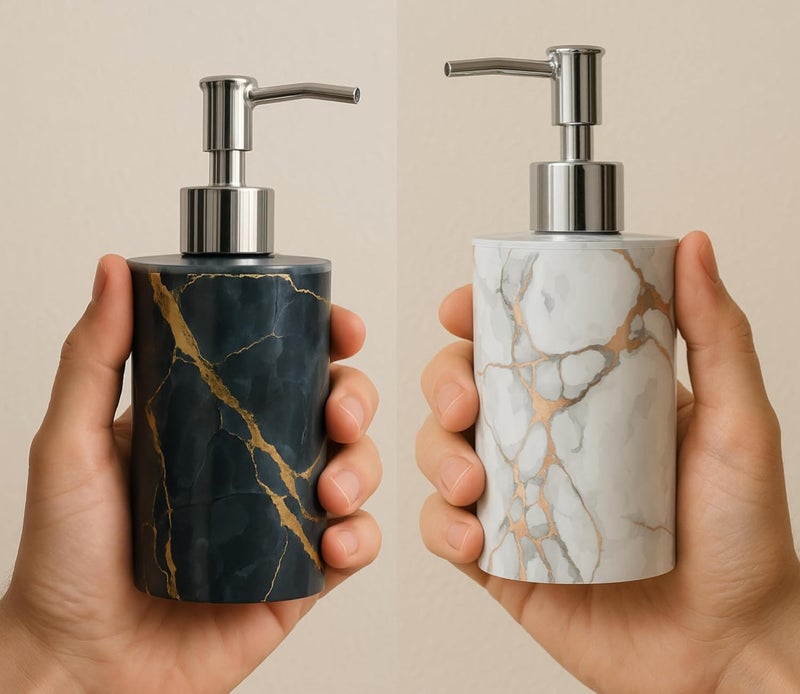Haristar Liquid Soap Dispenser/Shampoo/Bottle Set with Pump for handwash in Bathroom, Kitchen Sink Chrome Finish top(Pack of 2) (Italyan Black White) - Image 5