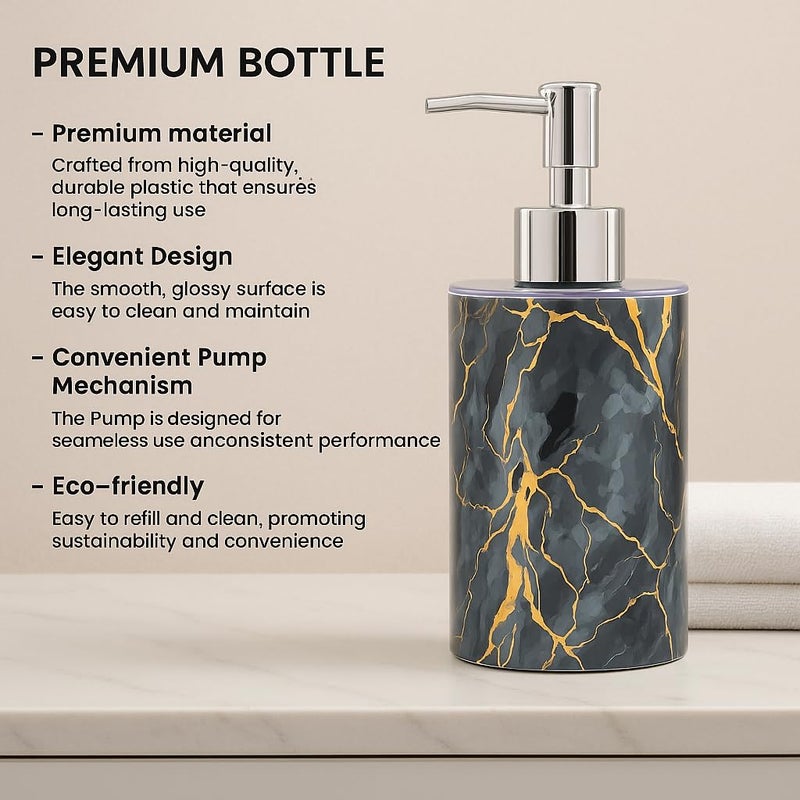 Haristar Liquid Soap Dispenser/Shampoo/Bottle Set with Pump for handwash in Bathroom, Kitchen Sink Chrome Finish top(Pack of 2) (Italyan Black White) - Image 3