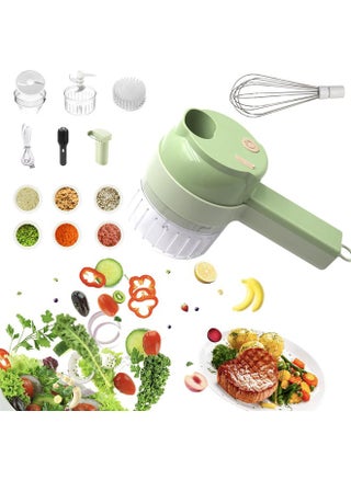 Multi-Functional Portable Wireless Vegetable Processor, Electric 4-in-1 Vegetable Cutter Set, Easy to Charge, for Garlic, Chili, Celery, Meat, with Cleaning Brush, with Egg and Cream Whisk, Green - pzsku/ZC66CF87407E008010114Z/45/_/1727342132/6b563bc8-e07f-48b7-b02a-0f3b8ca6dbfc