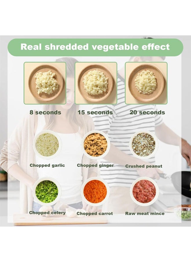 Multi-Functional Portable Wireless Vegetable Processor, Electric 4-in-1 Vegetable Cutter Set, Easy to Charge, for Garlic, Chili, Celery, Meat, with Cleaning Brush, with Egg and Cream Whisk, Green