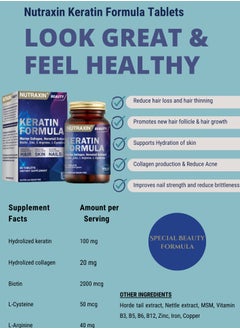 NUTRAXIN Nutraxin Keratin Formula With Collagen, Biotin For Healthy Hair, Skin & Nails 60 Tablets  - Image 2