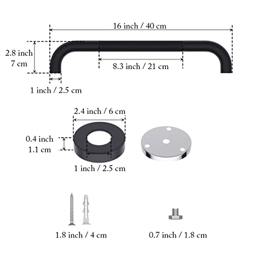 Munzong 16 Inch Anti Slip Shower Grab Bar Oil Rubbed Black, Munzong Bathroom Grab Bar, Knurled Bathroom Balance Bar,Safety Hand Rail Support Handicap Elderly Injury Senior Assist Bath Handle - Image 2