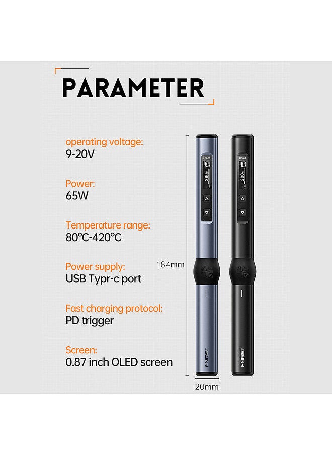 FNIRSI - Intelligent Electric Soldering Iron Portable Soldering Station 0.87inch OLED Display Aluminum Alloy Housing - Image 1