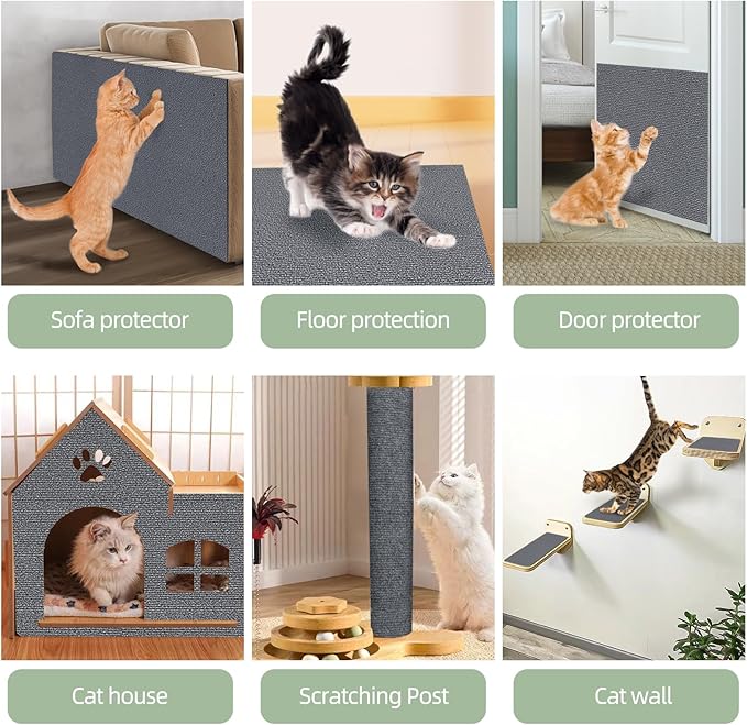 MonaPlay Self Adhesive Cat Scratching Mat for Couch, 100x40cm(Dark Gray) Felt Cat Scratch Pad, Trimmable Removable Cat Furniture Protector for Sofa, Wall & Door, DIY Cut-to-Fit Cat Scratcher, No Nails - Image 5