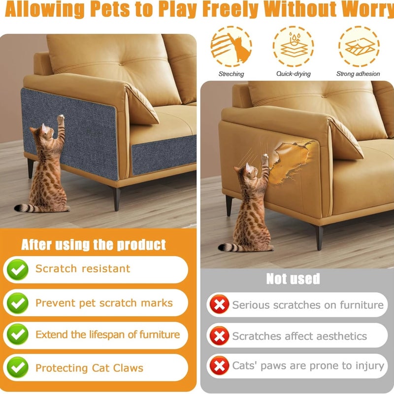 MonaPlay Self Adhesive Cat Scratching Mat for Couch, 100x40cm(Dark Gray) Felt Cat Scratch Pad, Trimmable Removable Cat Furniture Protector for Sofa, Wall & Door, DIY Cut-to-Fit Cat Scratcher, No Nails - Image 3