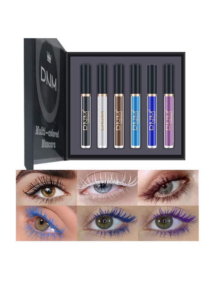 BINGBRUSH Colored Colorful Waterproof Mascara for Eyelashes Set,Blue White Black Brown Purple Long lasting Charming Voluminous Cruelty Free Vegan Eye Makeup (D-6 Colors 01, D)  - Image 1