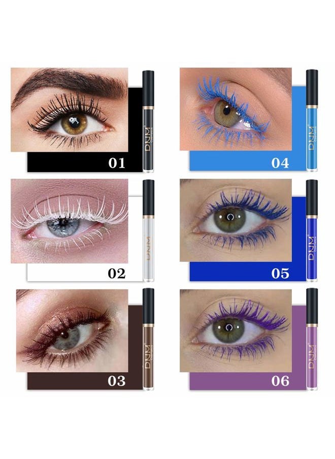 BINGBRUSH Colored Colorful Waterproof Mascara for Eyelashes Set,Blue White Black Brown Purple Long lasting Charming Voluminous Cruelty Free Vegan Eye Makeup (D-6 Colors 01, D)  - Image 2