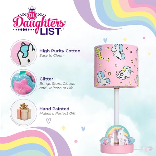 DAUGHTERS LIST Cute Unicorn Lamp for Girls Room - Granddaughter Gifts - UL Listed and Handpainted Gifts for Girls Bedroom with Box and Bulb - Rainbow Unicorn Decor for Kids - Image 2