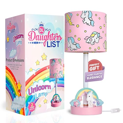DAUGHTERS LIST Cute Unicorn Lamp for Girls Room - Granddaughter Gifts - UL Listed and Handpainted Gifts for Girls Bedroom with Box and Bulb - Rainbow Unicorn Decor for Kids - Image 1