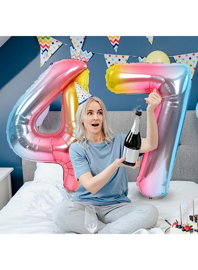 FI - FLICK IN FI - FLICK IN 1 Pc Big Size Number 7 Foil Balloon 32 Inch Large Rainbow Number Foil Balloon Gradient 0 to 9 Number Balloons for Decoration 7th Birthday Anniversary Decoration Items (Pack of 1, Rainbow)  - Image 5