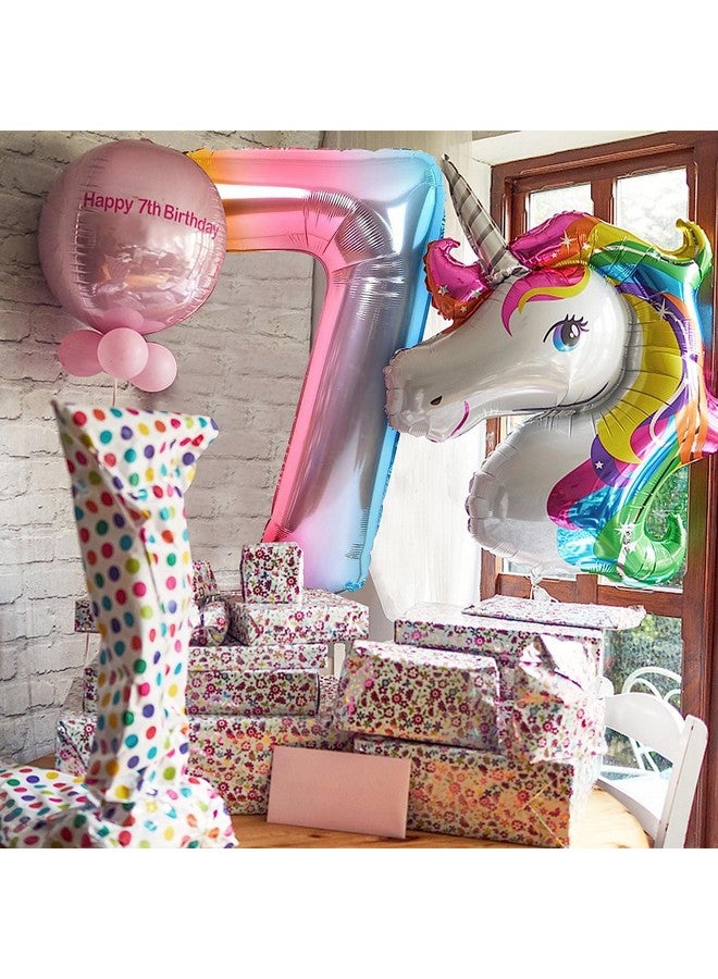 FI - FLICK IN FI - FLICK IN 1 Pc Big Size Number 7 Foil Balloon 32 Inch Large Rainbow Number Foil Balloon Gradient 0 to 9 Number Balloons for Decoration 7th Birthday Anniversary Decoration Items (Pack of 1, Rainbow)  - Image 4