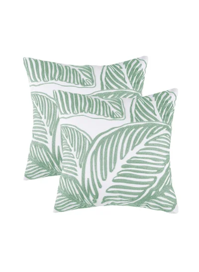 Donetella 2 Piece Embroidered Cushion Cover (45x45 cm) Without Filler Green