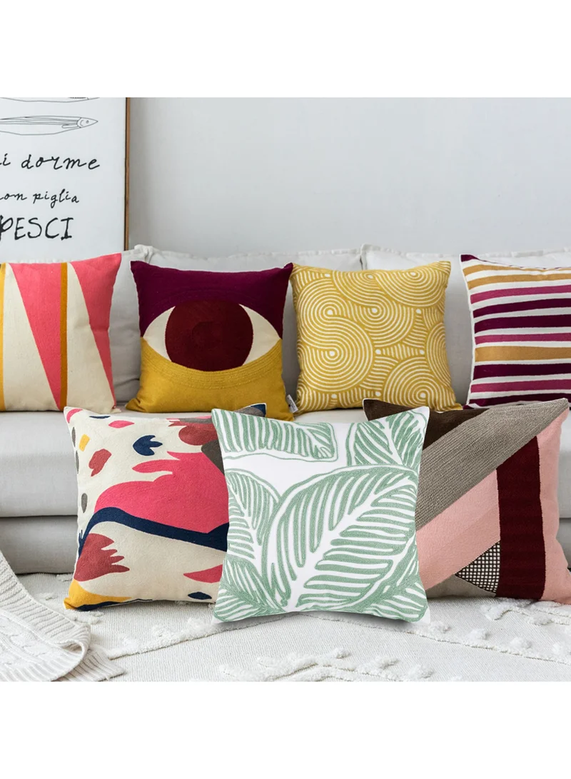 Donetella 2 Piece Embroidered Cushion Cover (45x45 cm) Without Filler Green