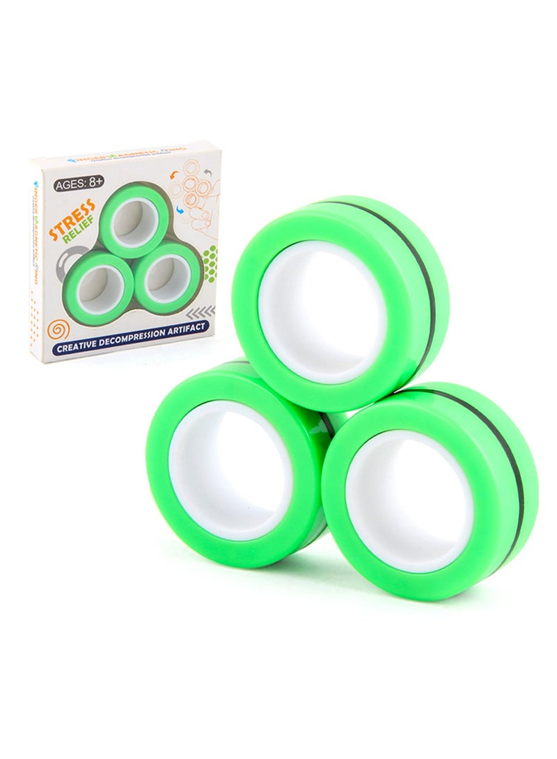 New Unique Magnetic Finger Ring Magnetic Ring Decompression Vent Finger Ring Rotating Fingertip Toy (green)  - Image 1