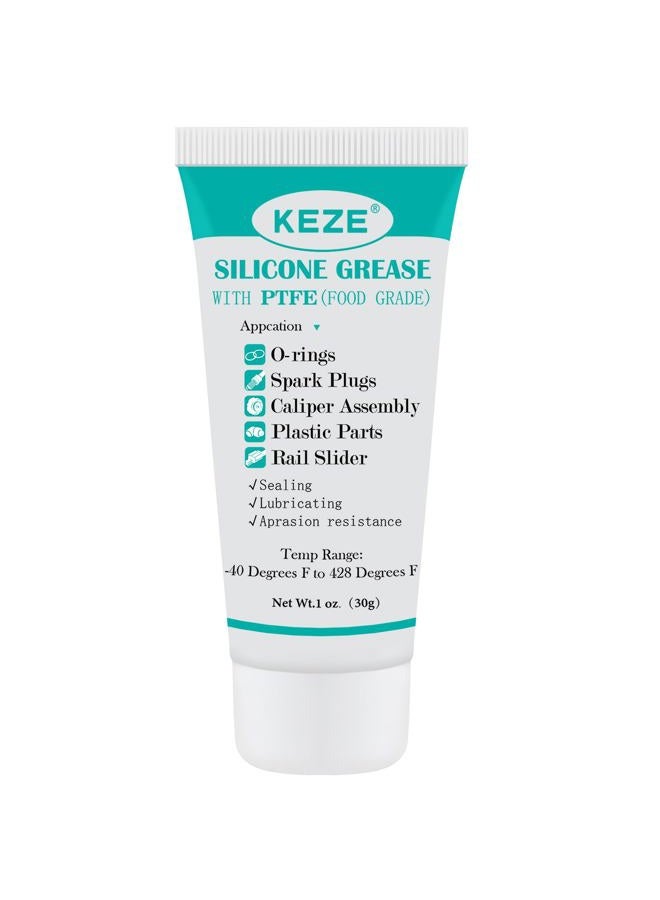 KEZE Silicone Grease Tube PTFE Synthetic Lubricant Sliding Door Grease Automotive Lubrication RV Toilet Seal Lubricant for Plumbing Faucet O Rings Plastic Parts Rubber Seal 1 oz 4-Tube - Image 1