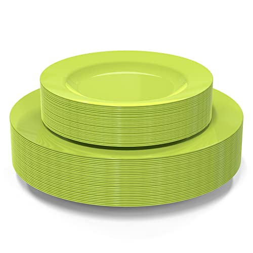 POSATE Plastic Plates Disposable 60 PCS Heavy Duty 30 Dinner Plates 1025 and 30 Dessert Plates 75 for Party Green - Image 2