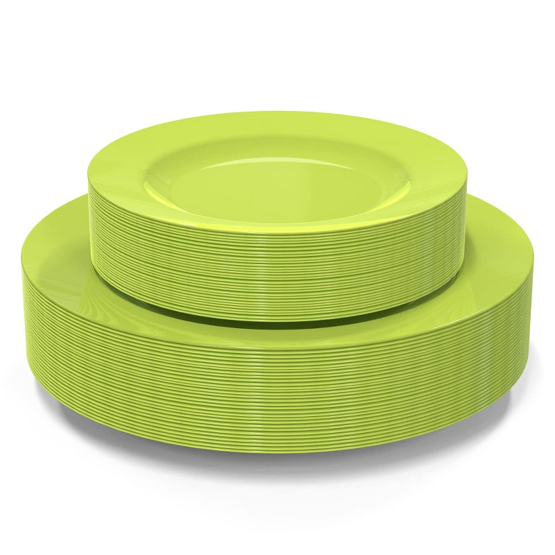 POSATE Plastic Plates Disposable 60 PCS Heavy Duty 30 Dinner Plates 1025 and 30 Dessert Plates 75 for Party Green - Image 3