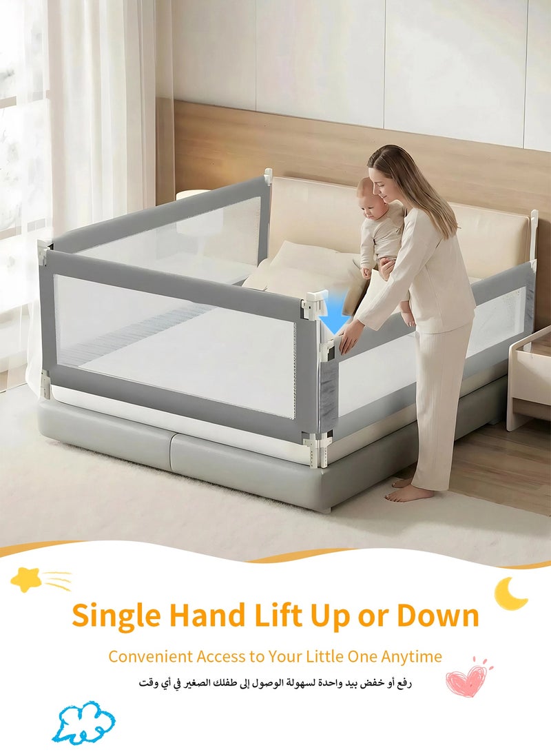 HomKawt Bed Rails for Babies and Toddlers, Foldable Crib Rail Guard with Adjustable Height, Breathable Mesh Baby Bed Guard with Safety Lock for Infant & Child Bed - Image 4