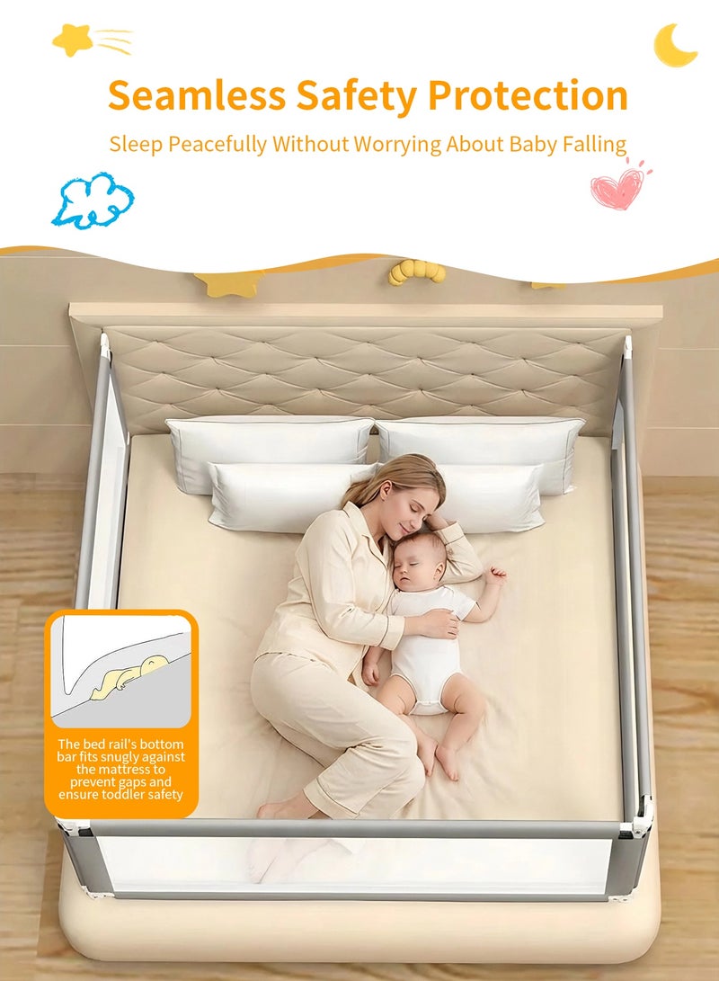 HomKawt Bed Rails for Babies and Toddlers, Foldable Crib Rail Guard with Adjustable Height, Breathable Mesh Baby Bed Guard with Safety Lock for Infant & Child Bed - Image 5