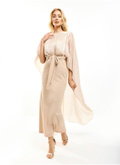 House of Moda Longline Drape Cape Sleeves Sheath Maxi Dress by Styli  - Image 2
