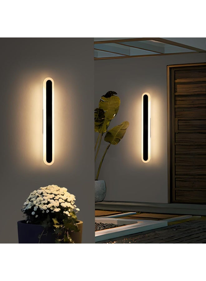 أجريون ​​ضوء حائط شرفة خارجي طويل، 23.6 بوصة شكل بيضاوي حديث ثريا حائط LED، IP65 مقاوم للماء، 3000K أبيض دافئ، 24W، تركيبة إضاءة خطية خارجية لفناء، ساحة، مرآب، شرفة - Image 5