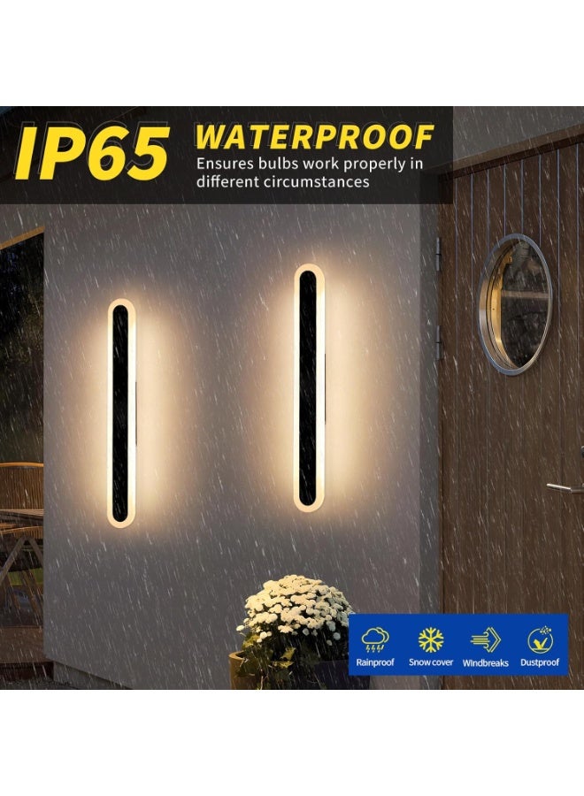 أجريون ​​ضوء حائط شرفة خارجي طويل، 23.6 بوصة شكل بيضاوي حديث ثريا حائط LED، IP65 مقاوم للماء، 3000K أبيض دافئ، 24W، تركيبة إضاءة خطية خارجية لفناء، ساحة، مرآب، شرفة - Image 4