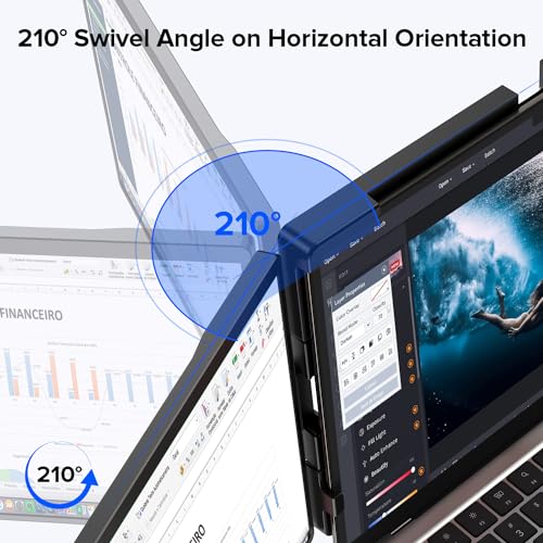 UPERFECT Laptop Screen Extender, 2K 14" 360°Unique Swivel Hinge w/ 180° Automatic Rotation, 2240x1400 QHD IPS Portable Monitor for 14"-17'' Laptops, Plug & Play with Mac, Wins, Dex (Only one Screen) - Image 4