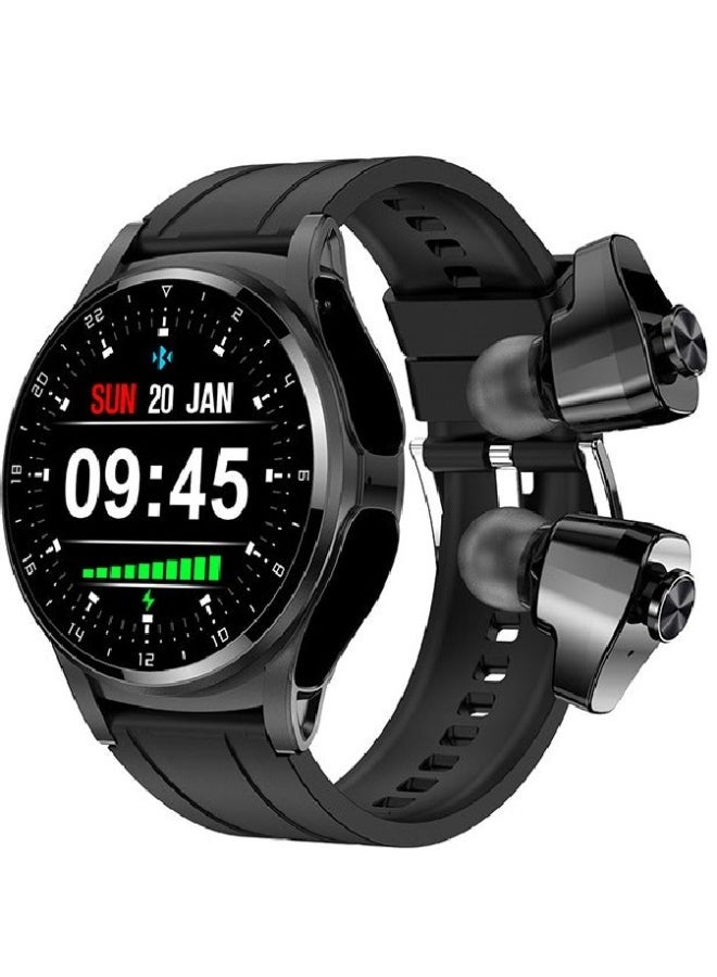 AROAQ GT66 Smart Watch with Wireless Earbuds – 1.39" HD Round Display, Silicone Strap, Heart Rate & SpO2 Tracking, Sleep Monitor, 100+ Sport Modes, Bluetooth Calls, Fitness Tracker , Black - Image 1