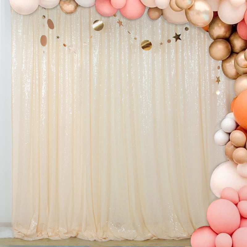 ShinyBeauty PHOTOBOOTH Background Choice7FTx7FTIvorySequin Photography Backdrop Curtains for Wedding