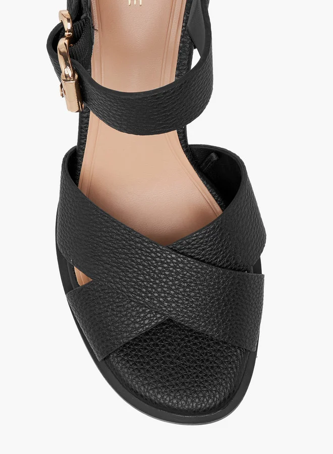 Celeste Women's Strappy Sandals with Block Heels and Buckle Closure