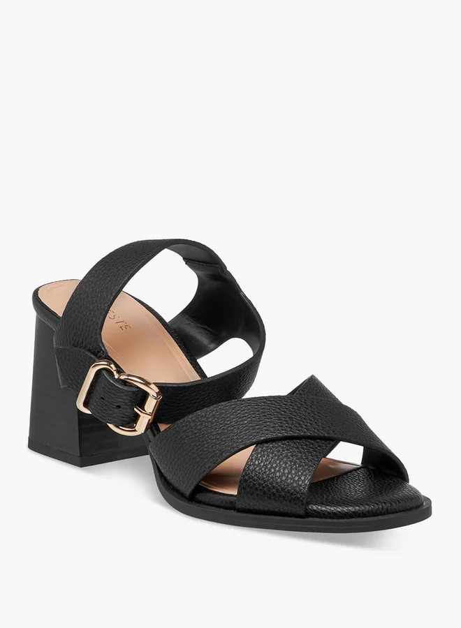 Celeste Women's Strappy Sandals with Block Heels and Buckle Closure