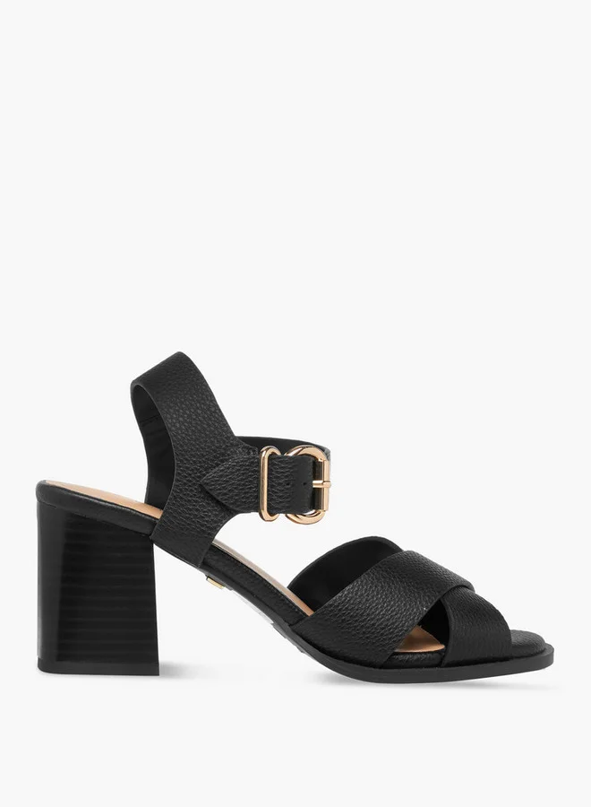 Celeste Women's Strappy Sandals with Block Heels and Buckle Closure