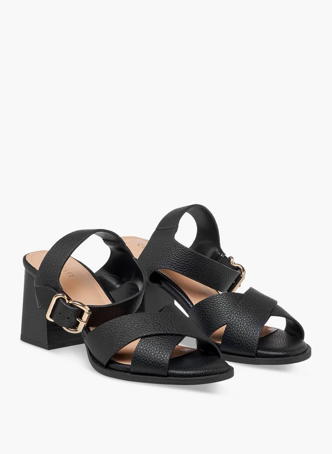 Celeste Women's Strappy Sandals with Block Heels and Buckle Closure