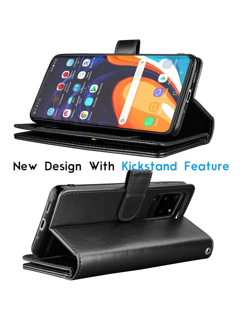 SYOSI Case for Galaxy S20,  Luxury PU Leather Carrying Flip Cover [Detachable Magnetic Hard Case] & Kickstand [Black] - Image 2