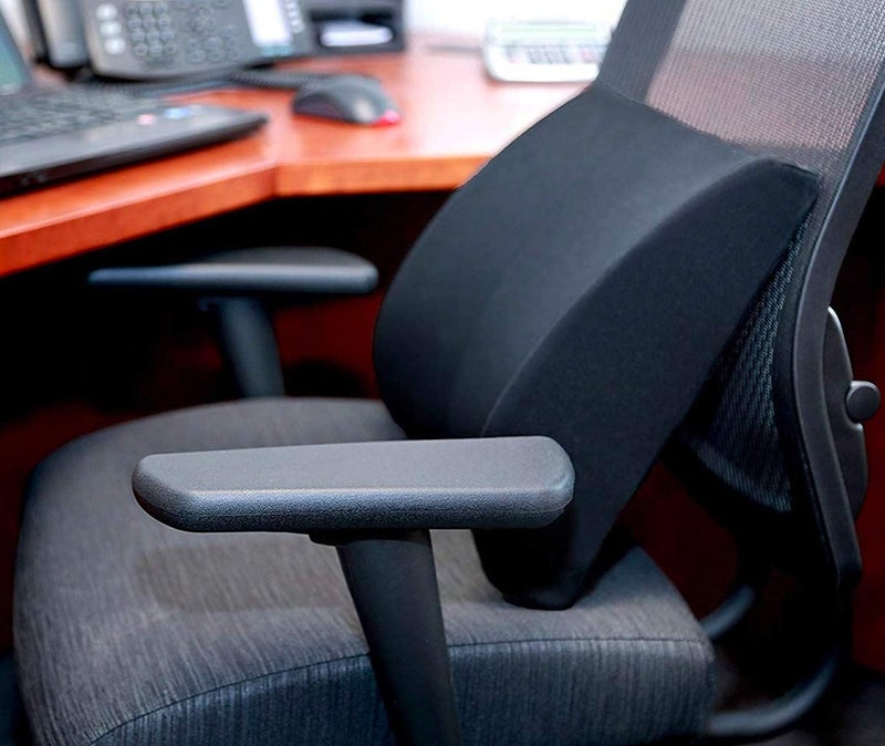 DMI وسادة دعم أسفل الظهر من DMI للكرسي للمساعدة في دعم الظهر مع غطاء قابل للإزالة والغسل لتخفيف آلام أسفل الظهر مع تحسين الوضعية 14 x 13 x 5 رغوة مخصصة قياسية سوداء - Image 2