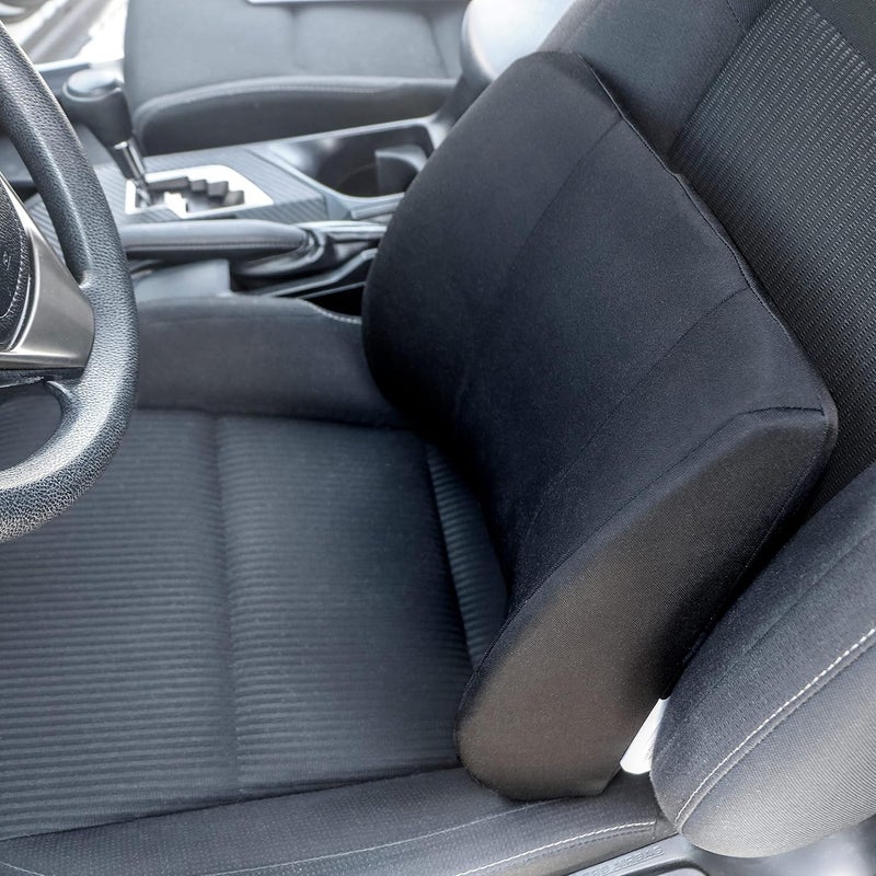 DMI وسادة دعم أسفل الظهر من DMI للكرسي للمساعدة في دعم الظهر مع غطاء قابل للإزالة والغسل لتخفيف آلام أسفل الظهر مع تحسين الوضعية 14 x 13 x 5 رغوة مخصصة قياسية سوداء - Image 4