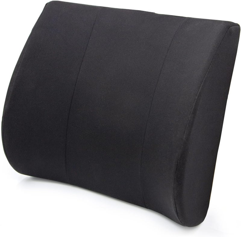 DMI وسادة دعم أسفل الظهر من DMI للكرسي للمساعدة في دعم الظهر مع غطاء قابل للإزالة والغسل لتخفيف آلام أسفل الظهر مع تحسين الوضعية 14 x 13 x 5 رغوة مخصصة قياسية سوداء - Image 1