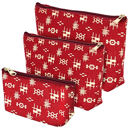 NISUN Set of 3 Multipurpose Travel Pouch, Pouch for Cosmetic Stuffs, Women Makeup Organizer Bag, Aesthetic and Trendy (Red) - Image 1