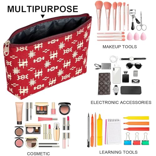 NISUN Set of 3 Multipurpose Travel Pouch, Pouch for Cosmetic Stuffs, Women Makeup Organizer Bag, Aesthetic and Trendy (Red) - Image 4