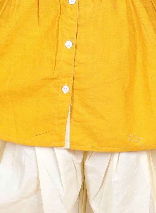 LITTLE GINNIE Kurta Set for Kids Girls 5-6 Years, Cotton, Ethnic Wear For Baby Girl - Mustard - Image 4