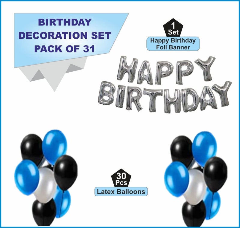 HK balloons Pack Of 31 Pcs Happy Birthday Foil Balloon Decoration Kit Set For Birthday Decorations With Metallic Balloons For Husband Boys - Image 2