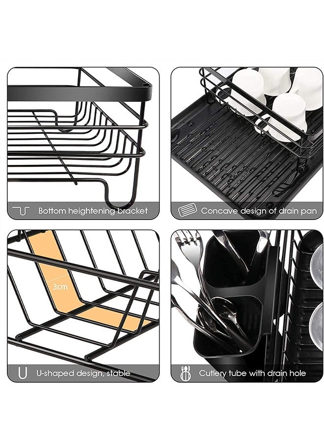 JCB CHIC Dish Drying Stand with Drainer, 2 Tiers Large Kitchen Dish Rack, Bowl Storage Rack Plate Organizer Utensil Holder, Dish Drainer for Kitchen Countertop Large Capacity Antibacterial - Image 4