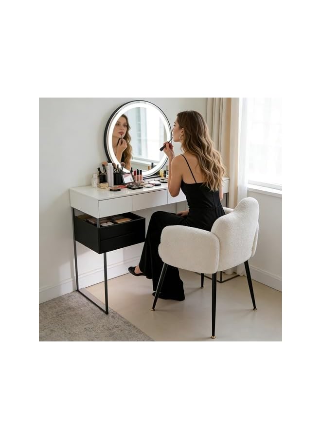 Modern Vanity Chair, Minimalist Accent Armchair with Ergonomic Cloud Backrest, Elegant Makeup Seat for Bedroom & Dressing Room (Pink) - Image 2