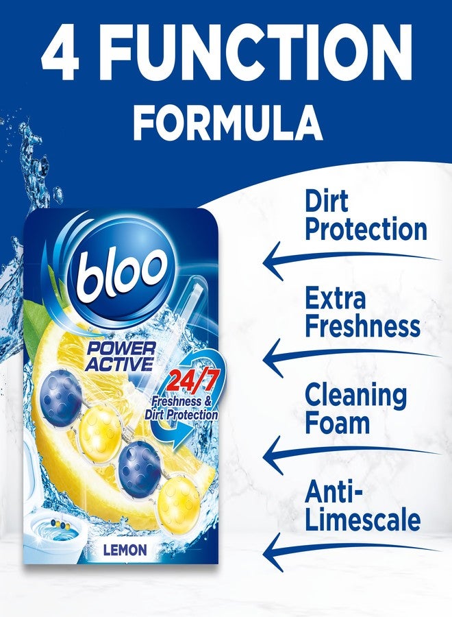 Bloo Solid Toilet Rim Block Power Active Lemon Twin Pack | 4 in 1 Toilet Cleaners with Anti-Limescale, Cleaning Foam, Dirt Protection and Extra Freshness | Twin Value Pack 2x50g Toilet Block - Image 3