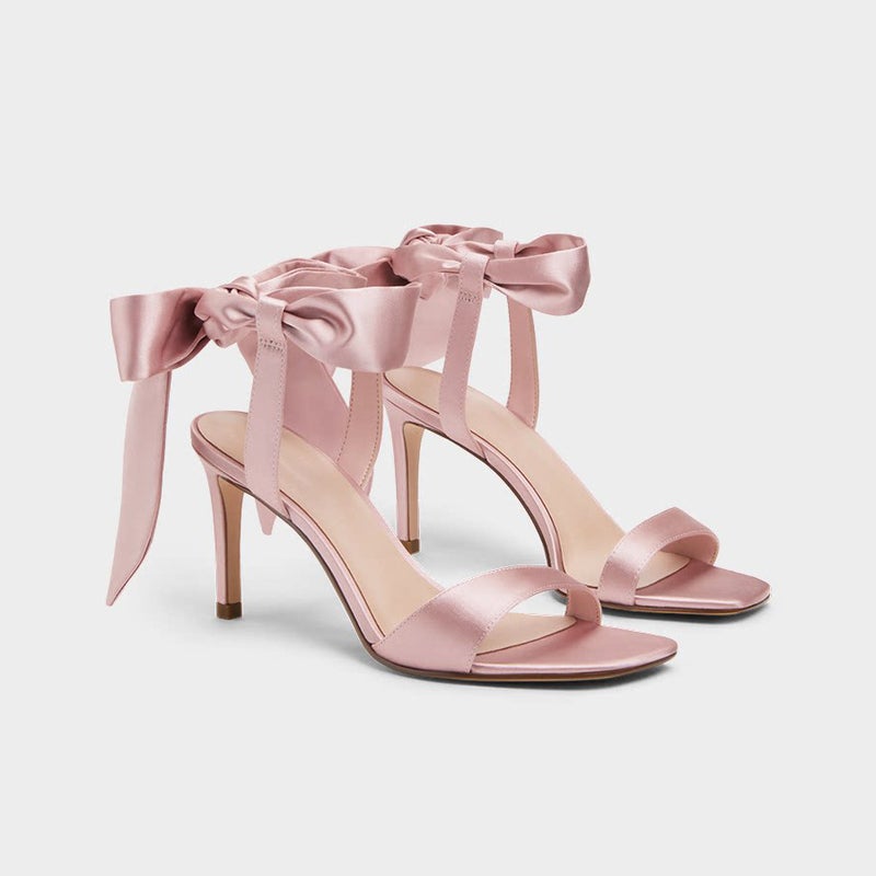 Spot Fairy style Sandals Women's Fine Heels Summer 2026 New Style Ribbon Strap Satin Bow Strap High Heels - Image 2