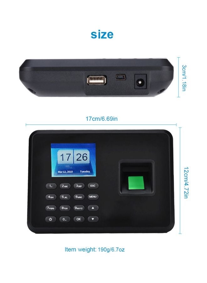 NIBEMINENT Biometrics Fingerprint Attendance Machine Black - Image 4