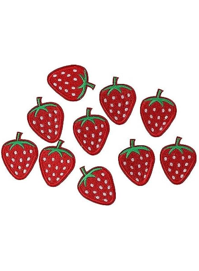 14Pcs Red Strawberry Design Appliques,Embroidery Fruits Iron on Patches,Sew on Patches for Jeans Neckline Clothing Bags  - Image 1