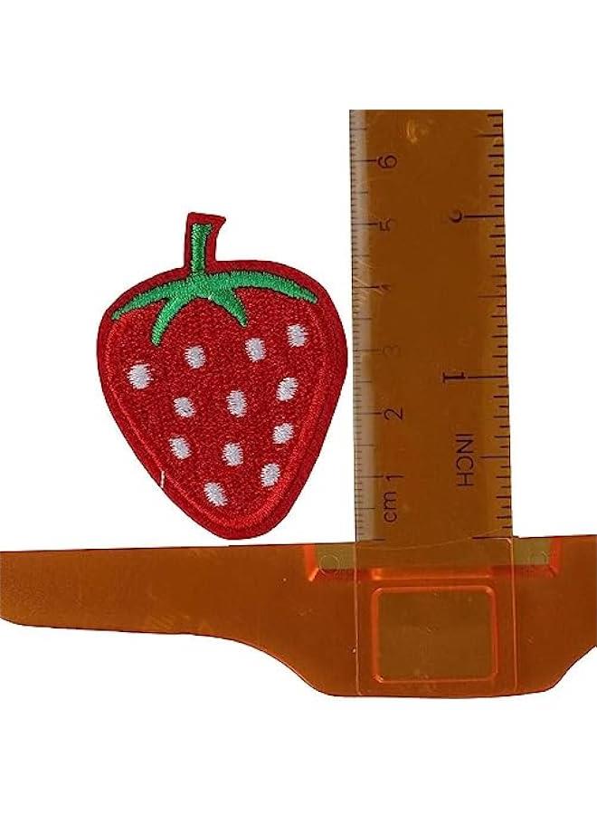 14Pcs Red Strawberry Design Appliques,Embroidery Fruits Iron on Patches,Sew on Patches for Jeans Neckline Clothing Bags  - Image 3
