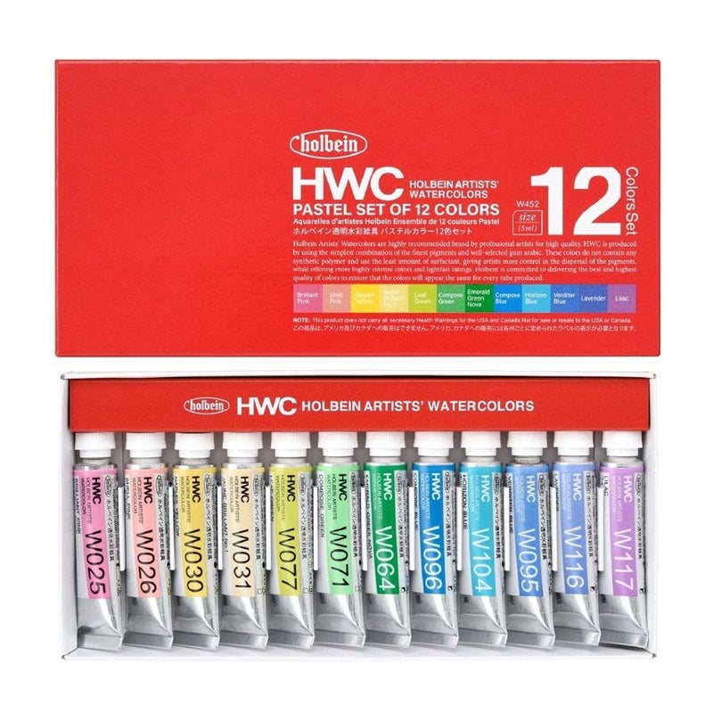 Holbein Artists Watercolors Pastels Set of 12 5 ml Tubes